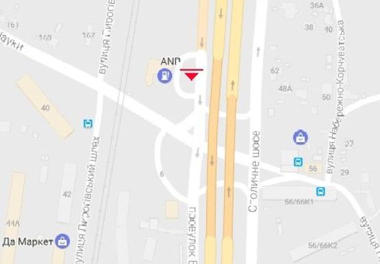 Схема рекламної площини за адресою Столичное шоссе - Науки пр.