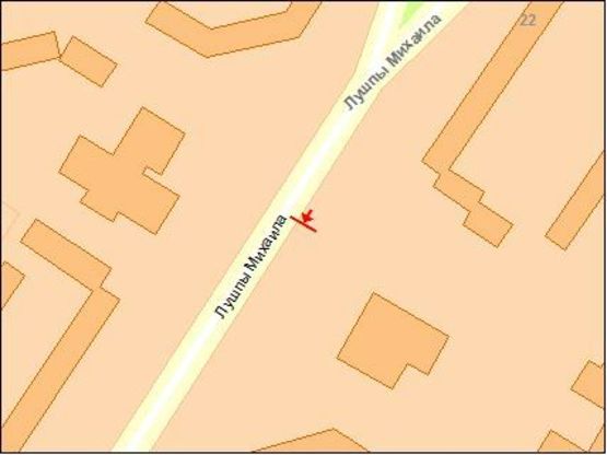 Схема рекламной плоскости по адресу п-т Лушпы/супермаркет-Равена/