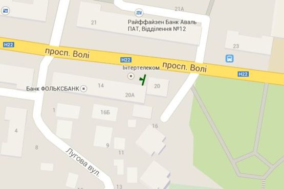Схема рекламної площини за адресою Волі просп., 20 Схема рекламної площини за адресою Волі просп., 20