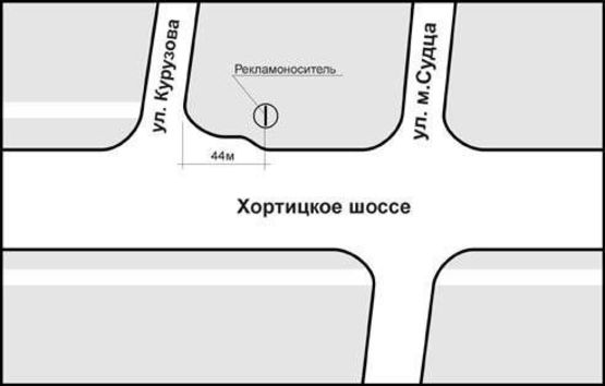 Схема рекламной плоскости по адресу ул. Хортицкое шоссе - ул. Курузова Схема рекламной плоскости по адресу ул. Хортицкое шоссе - ул. Курузова