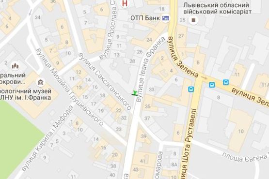 Схема рекламної площини за адресою Івана Франка вул. - Саксаганського вул.