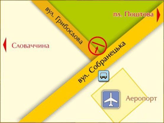 Схема рекламної площини за адресою м. Ужгород, вул. Собранецька – Грибоєдова, біля лікарні