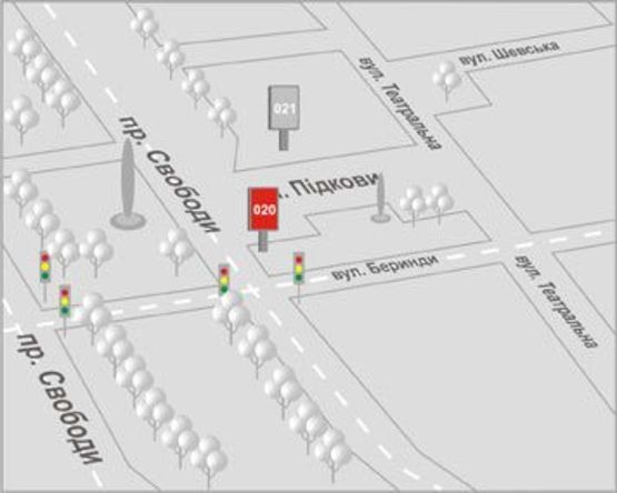 Схема рекламной плоскости по адресу Свободи пр-т - І.Підкови пл. Схема рекламной плоскости по адресу Свободи пр-т - І.Підкови пл.