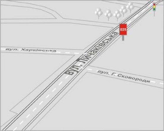 Схема рекламной плоскости по адресу Личаківська вул., 72 Схема рекламной плоскости по адресу Личаківська вул., 72