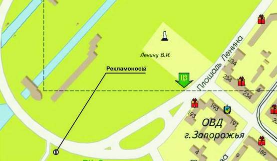 Схема рекламной плоскости по адресу пл. Ленина / выезд с ДнепроГЭСа на левый берег Схема рекламной плоскости по адресу пл. Ленина / выезд с ДнепроГЭСа на левый берег