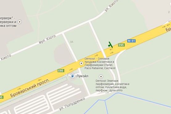 Схема рекламної площини за адресою Броварський просп., : виїзд на вул. Кіото (в напр. Броварів) Схема рекламної площини за адресою Броварський просп., : виїзд на вул. Кіото (в напр. Броварів)