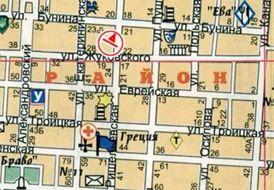 Схема рекламной плоскости по адресу Ришельевская ул., 20 - Бунина ул.