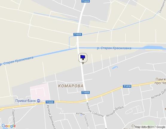 Схема рекламної площини за адресою вул. Червоноармійська (вьезд з траси Київ-Суми)