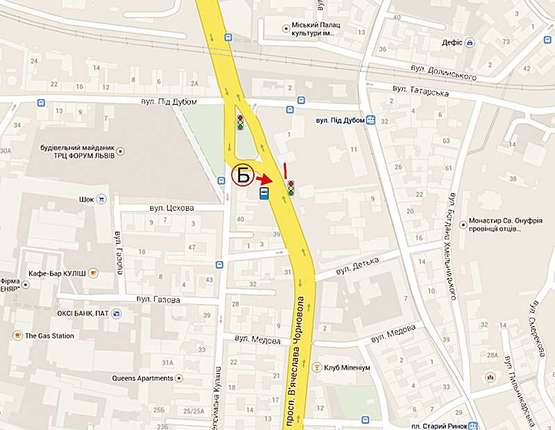 Схема рекламной плоскости по адресу Чорновола, 6 ТЦ Форум