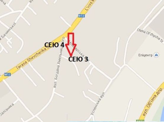 Схема рекламної площини за адресою вул.Хмельницького, 76 (дорога до Сільпо)