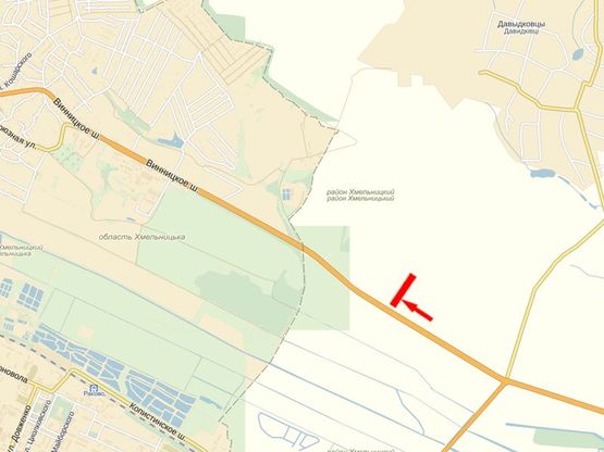 Схема рекламної площини за адресою Въезд из Винницы, в сторону Царского села Схема рекламної площини за адресою Въезд из Винницы, в сторону Царского села