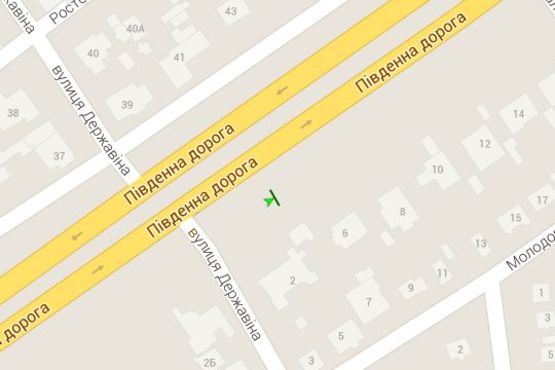 Схема рекламної площини за адресою Південна дорога, 6 - Державіна вул. Схема рекламної площини за адресою Південна дорога, 6 - Державіна вул.