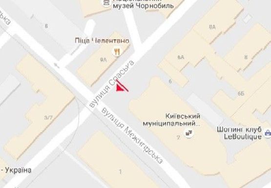 Схема рекламної площини за адресою Спасская ул. - Межигорская ул.