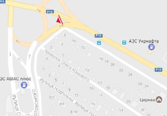 Схема рекламной плоскости по адресу Лесная просека ул. - Золотоношское шоссе