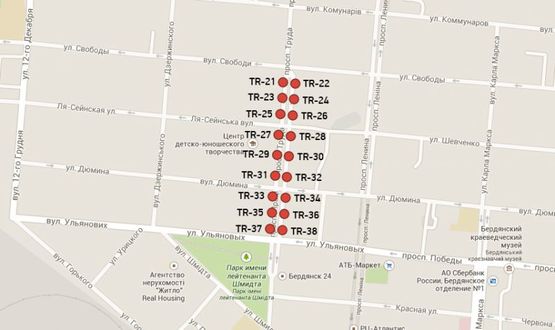 Схема рекламной плоскости по адресу Праці пр. (біля Ринка) Схема рекламной плоскости по адресу Праці пр. (біля Ринка)