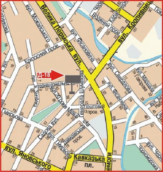 Схема рекламной плоскости по адресу ул.Садовая Схема рекламной плоскости по адресу ул.Садовая