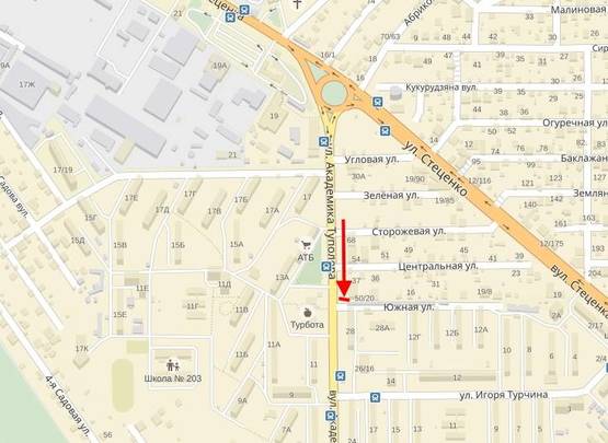 Схема рекламной плоскости по адресу Туполєва вул., 50/20