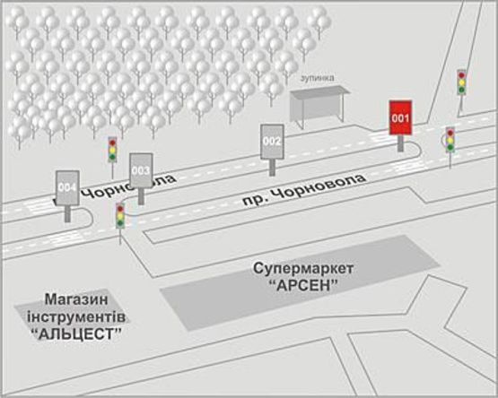 Схема рекламной плоскости по адресу Чорновола пр-т, 95 Схема рекламной плоскости по адресу Чорновола пр-т, 95