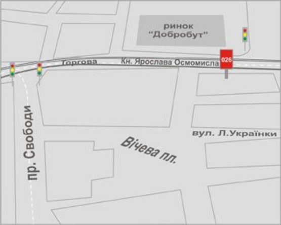 Схема рекламной плоскости по адресу Торгова вул., 11 Схема рекламной плоскости по адресу Торгова вул., 11