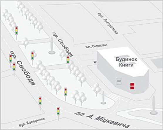 Схема рекламной плоскости по адресу Міцкевича пл., 8 Схема рекламной плоскости по адресу Міцкевича пл., 8