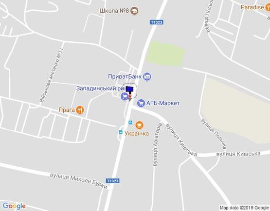 Схема рекламної площини за адресою вул. Декабристів, навпроти 182, Западинський ринок, навпроти АТБ Маркет