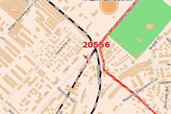 Схема рекламной плоскости по адресу Смілянська вул., 75 - Володимира Ложешнікова вул. (Крупської вул.)