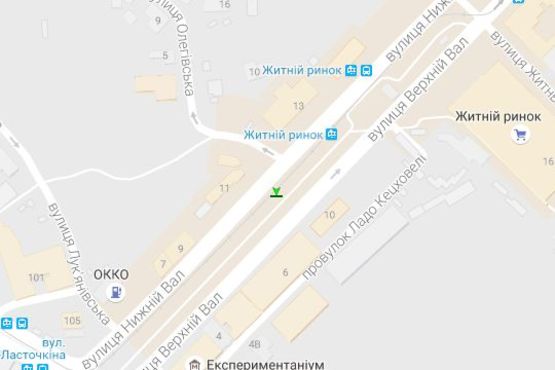 Схема рекламной плоскости по адресу Нижній Вал вул.,  напротив автостанции "Подол" (в напр. Глибочицької вул. №1)