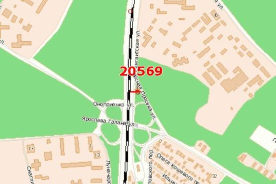 Схема рекламної площини за адресою Золотоніське шосе - Лісова Просіка вул. Схема рекламної площини за адресою Золотоніське шосе - Лісова Просіка вул.