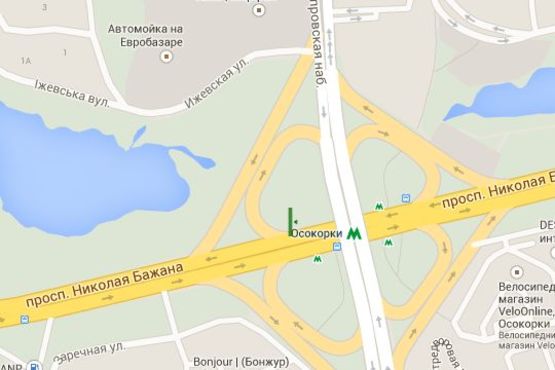 Схема рекламної площини за адресою Миколи Бажана просп.,  ст.метро "Осокорки" (в напр. Південного моста) Схема рекламної площини за адресою Миколи Бажана просп.,  ст.метро "Осокорки" (в напр. Південного моста)