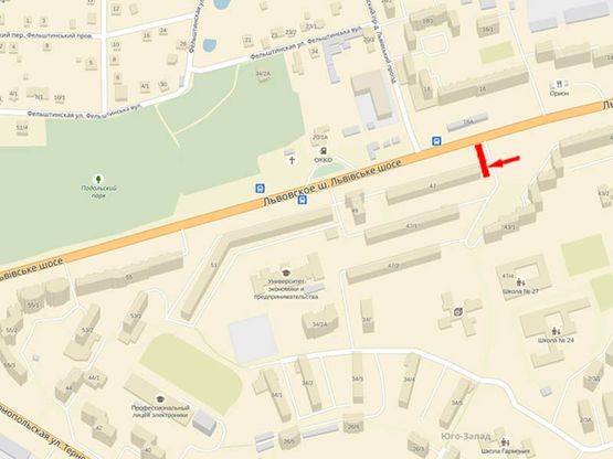 Схема рекламної площини за адресою Львовское шоссе, 47, возле вещевого рынка