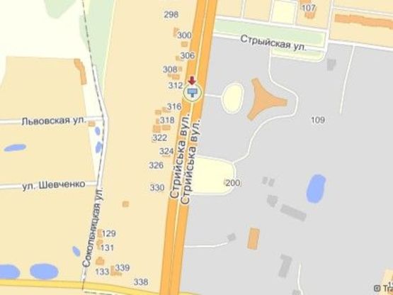 Схема рекламної площини за адресою вул.Стрийська 179, біля іподрому, зі Львова