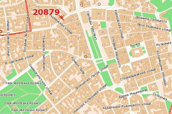 Схема рекламной плоскости по адресу Городоцька вул., 12 (фасад, верхній) Схема рекламной плоскости по адресу Городоцька вул., 12 (фасад, верхній)