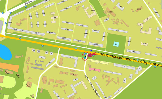 Схема рекламной плоскости по адресу пр-т 40-летия Октября (В)