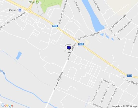 Схема рекламной плоскости по адресу вул.Трудова (авто ринок,ст.А)