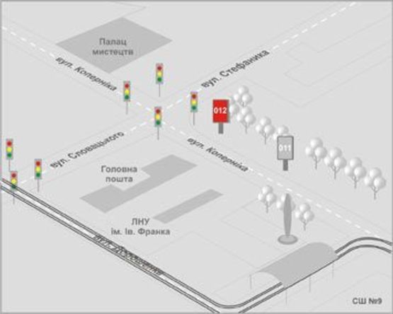 Схема рекламної площини за адресою Коперника вул., 11