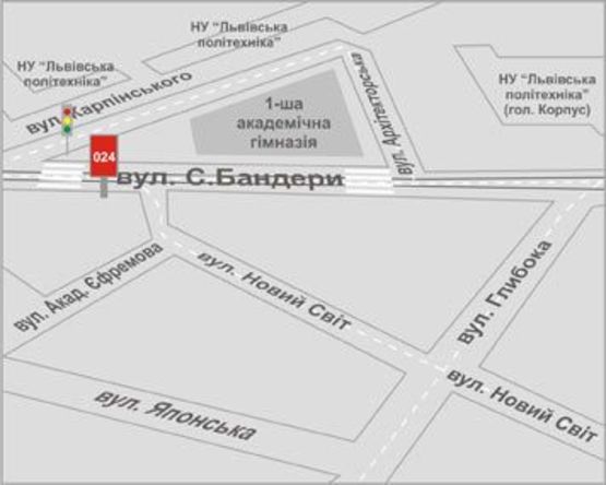 Схема рекламной плоскости по адресу С.Бандери вул., 51
