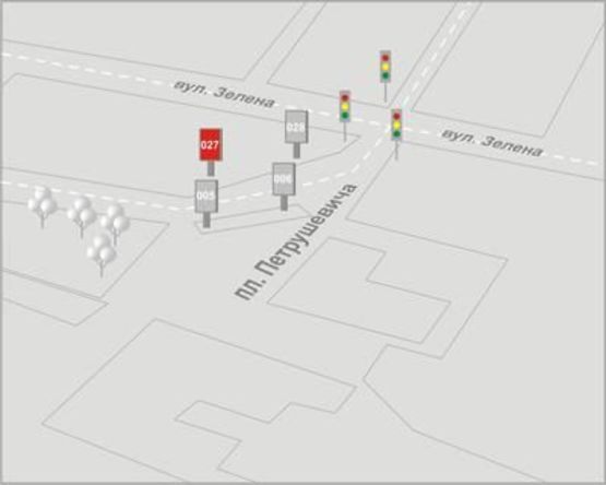 Схема рекламной плоскости по адресу Петрушевича пл., 10