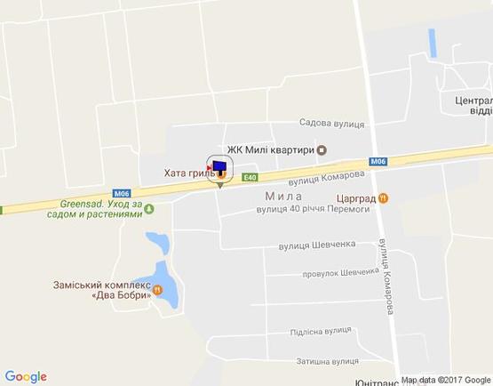 Схема рекламной плоскости по адресу с. Мила, траса М-06 Київ-Чоп (Житомир), км 26+300 ліво