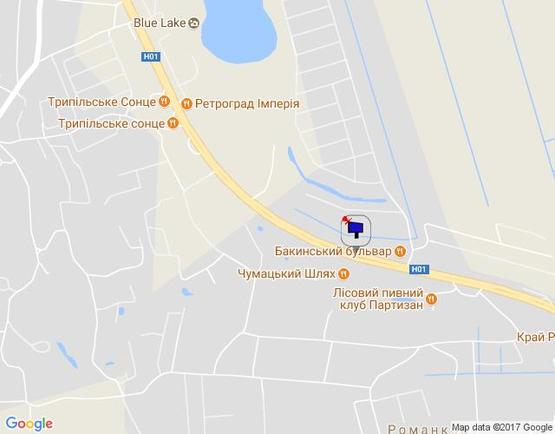 Схема рекламної площини за адресою Новообухівська траса, перед рестораном "Матрешка", км 28+050 лево