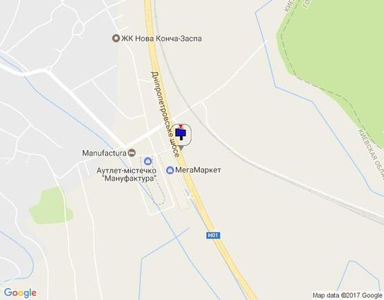 Схема рекламної площини за адресою Дніпровське шосе, поворот на с. Ходосеевка, напротив ТРЦ "Мегамаркет в Ходосіївці", "Киев-Обухов", км 23+750 лево