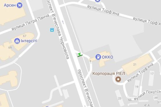 Схема рекламної площини за адресою Вячеслава Чорновола просп. - Торф`яна вул. Схема рекламної площини за адресою Вячеслава Чорновола просп. - Торф`яна вул.