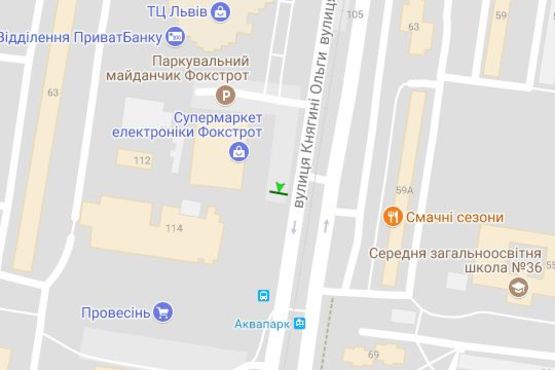 Схема рекламной плоскости по адресу Княгині Ольги вул., 108 (призма)