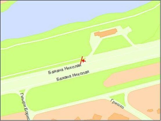 Схема рекламної площини за адресою Бажана пр. - ул. Гришка в центр