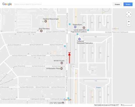 Схема рекламної площини за адресою Гречка вул. 18