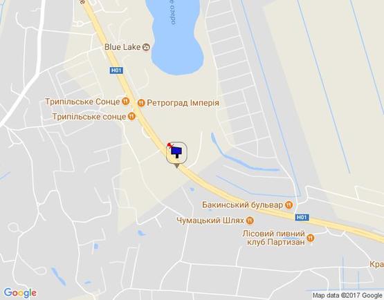 Схема рекламної площини за адресою Новообухівська траса, перед рестораном "Чумацький шлях", км 27+450 право