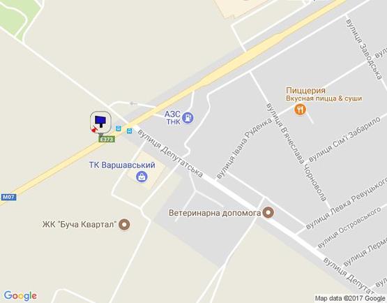 Схема рекламної площини за адресою м.Буча, траса М07, км 30+150 право,  вул. Нове Шосе- вул. Депутатська, за ТЦ Модуль, навпроти ТК Варшавський, ЖК "Буча-Квартал"