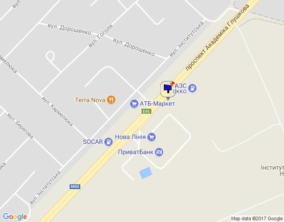 Схема рекламной плоскости по адресу м. Київ, проспект Академіка Глушкова, траса М-05 Київ-Одеса, км 13+800 ліво