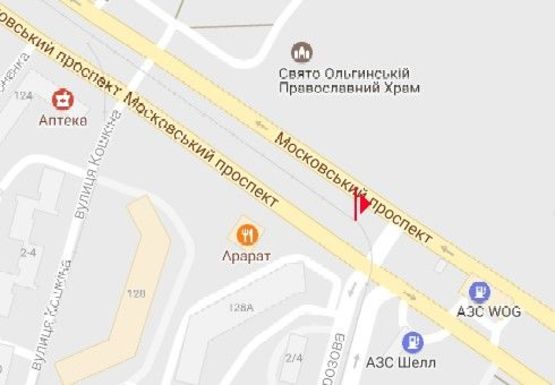 Схема рекламної площини за адресою Московский пр. - Морозова ул. (в центр)