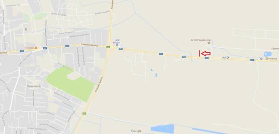 Схема рекламной плоскости по адресу Об'їзна Н-02, Виїзд на Тернопіль 12 км, з Тернополя в сторону Винників (нижній)