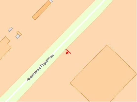 Схема рекламной плоскости по адресу Глушкoва пр., 9